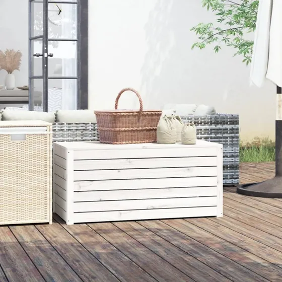 vidaXL Havekasse 101x50,5x46,5 cm massivt fyrretræ hvid
