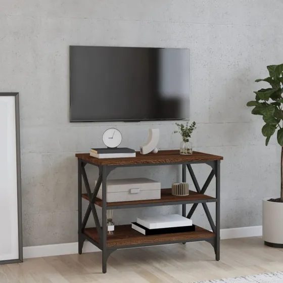 Etræs Træ Tv-Bord, Sort, 80 x 40 x 50 cm
