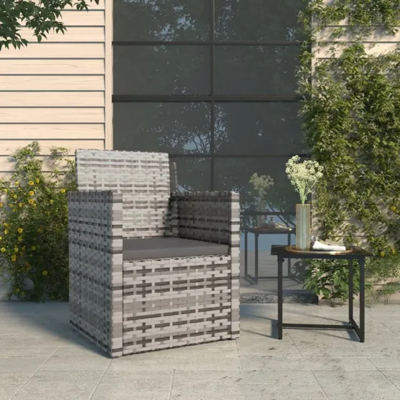 vidaXL Havestol med Hynde Polyrattan Grå