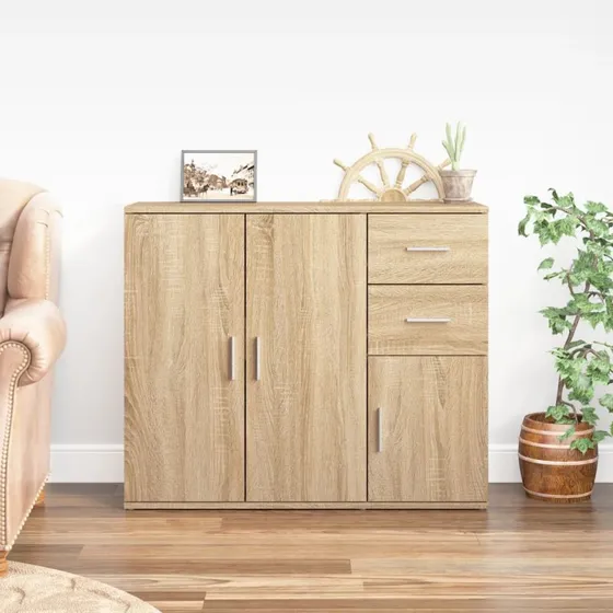 vidaXL Skænk Sonoma eg 91x29,5x75 cm konstrueret træ
