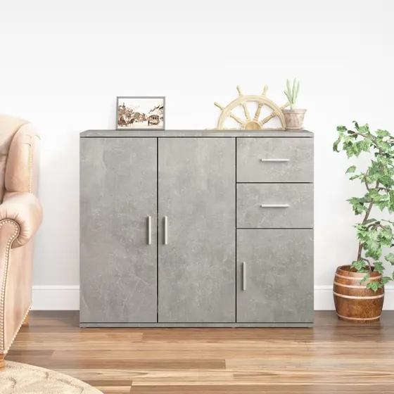 vidaXL Skænk 91x29,5x75 cm Konstrueret Træ Betongrå