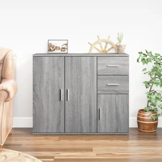 vidaXL Skænk 91x29,5x75 cm Konstrueret Træ Grå Sonoma-Eg
