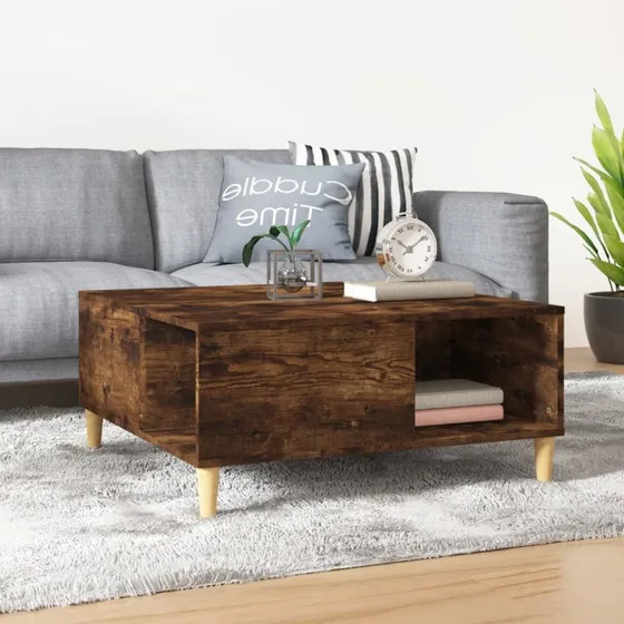 Sofabord 80x80x36,5 cm i røget egetræ, etræsfarve - Sort