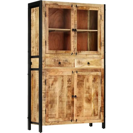 Mangotræ Højskab 100 x 40 x 175 cm – Rustik, Massivt Træ
