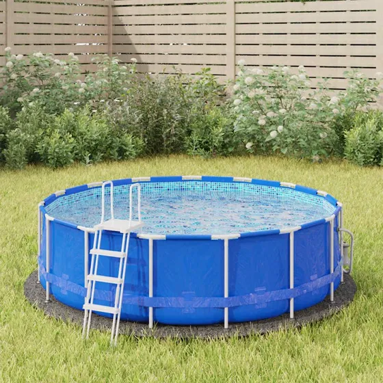 vidaXL Poolunderlag Ø244 cm lysegrå polyester-geotekstil