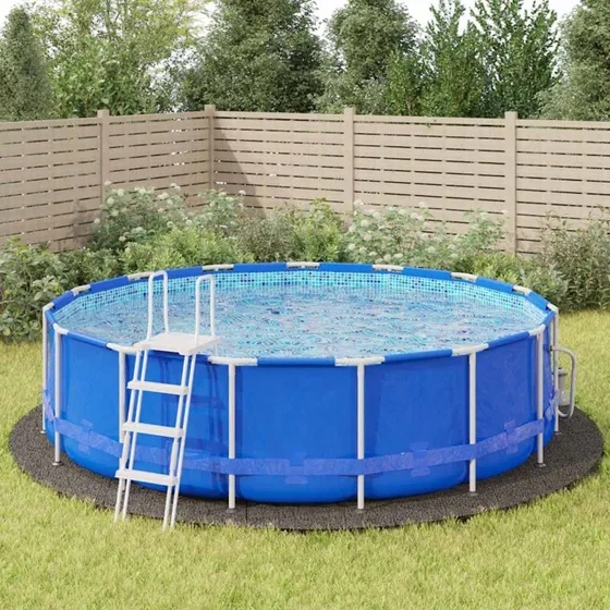 vidaXL Poolunderlag Ø550 cm lysegrå polyester-geotekstil
