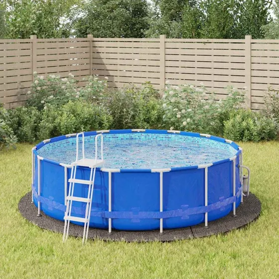 vidaXL Poolunderlag Ø396 cm lysegrå polyester-geotekstil