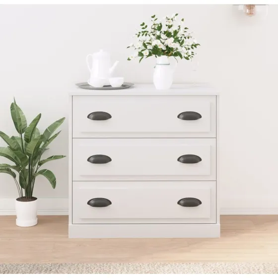 vidaXL Skænk 70x35,5x67,5 cm Konstrueret Træ Hvid