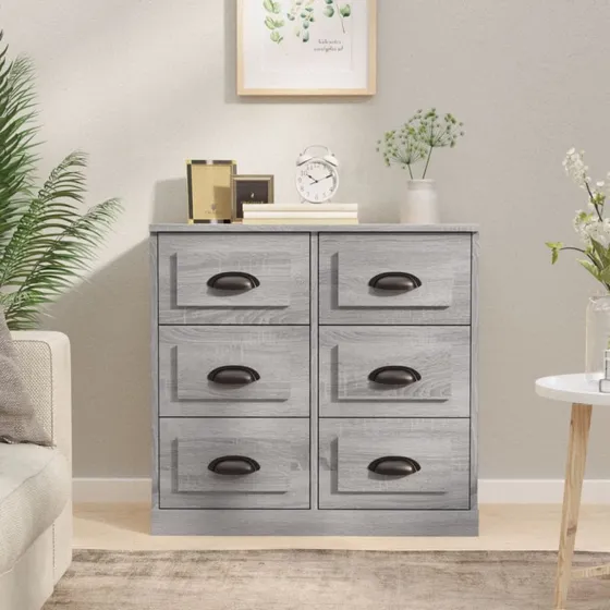 vidaXL Skænk 70x35,5x67,5 cm Konstrueret Træ Grå Sonoma-Eg