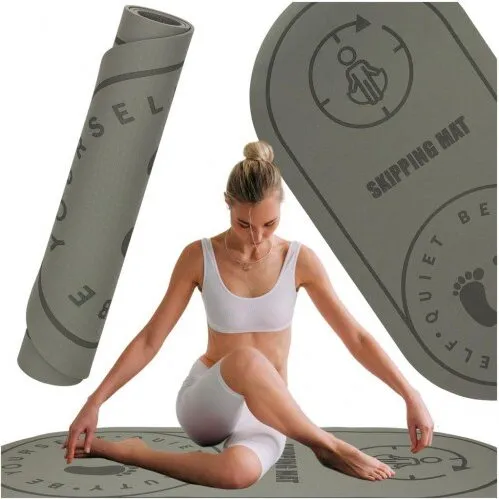 Yoga hoppe-træningsmåtte 127x63x0,6 cm - lydisolerende, sort