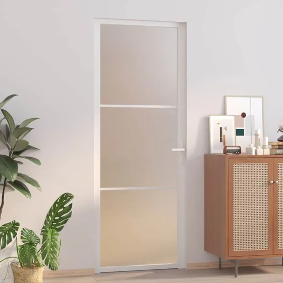 vidaxL Dør 76x201,5 cm mat glas og aluminium hvid
