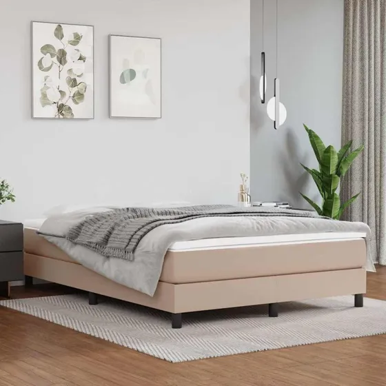 vidaXL Kontinentalseng 140x200 cm cappuccino kunstlæder