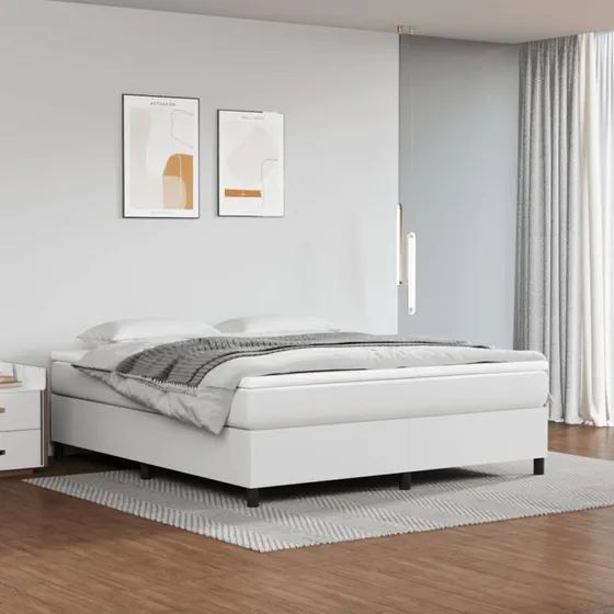vidaXL Kontinentalseng med Madras 180x200 cm Hvid Kunstlæder