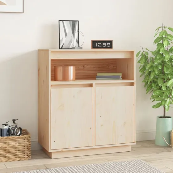 vidaXL Skænk 70x34x80 cm massivt fyrretræ naturfarvet