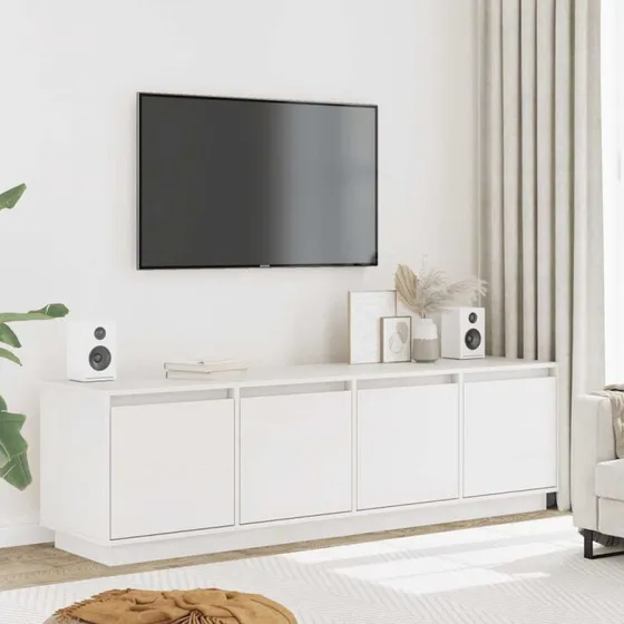 vidaXL tv-bord 156x37x45 cm massivt fyrretræ hvid