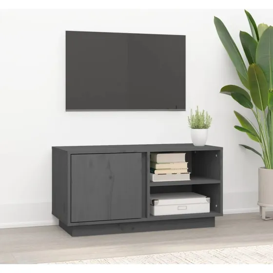 vidaXL tv-bord 80x35x40,5 cm massivt fyrretræ grå