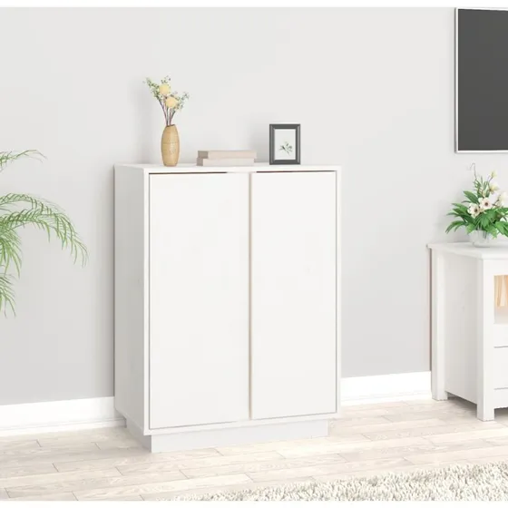 vidaXL Skænk 60x35x80 cm massivt fyrretræ hvid