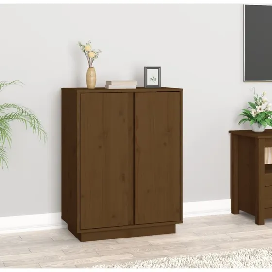vidaXL Skænk 60x35x80 cm massivt fyrretræ gyldenbrun
