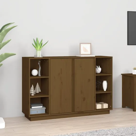vidaXL Skænk 120x35x80 cm Massivt Fyrretræ Gyldenbrun
