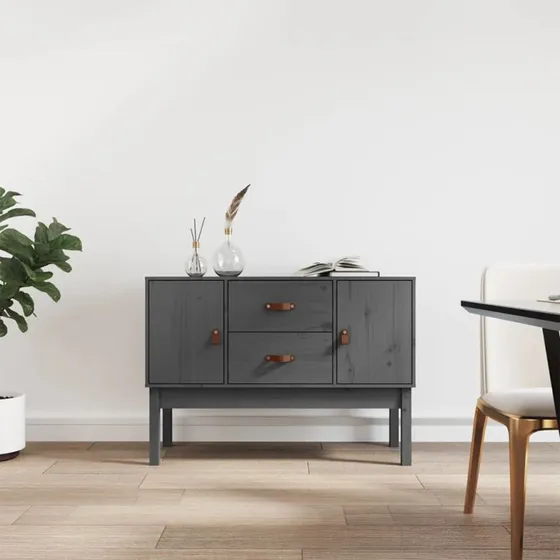 vidaXL Skænk 110x40x78 cm massivt fyrretræ grå