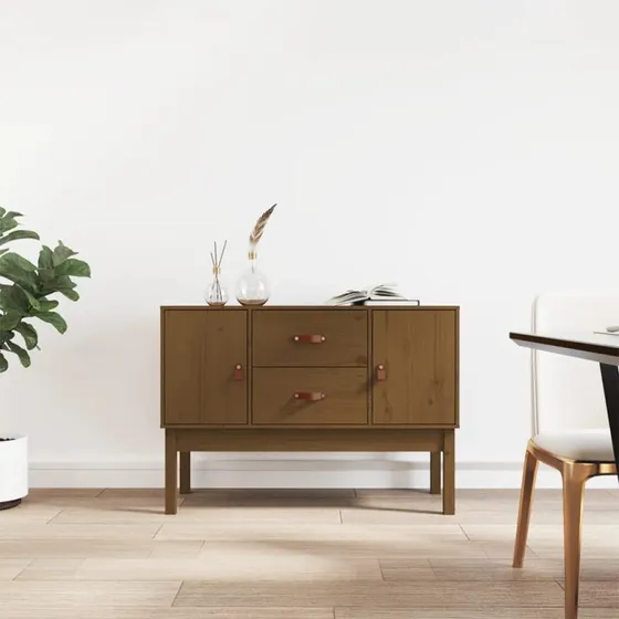 vidaXL Skænk 110x40x78 cm massivt fyrretræ gyldenbrun