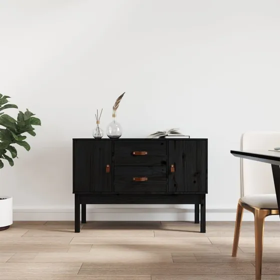 vidaXL Skænk 110x40x78 cm massivt fyrretræ sort