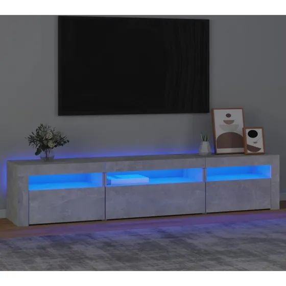 vidaXL Sengebord med LED-lys 195x35x40 cm betongrå