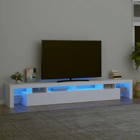 Trendy TV-skab med LED-belysning, 230 cm, sort