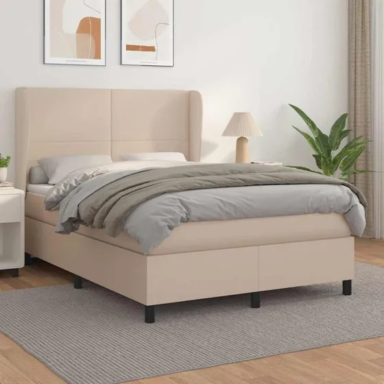 vidaXL Kontinentalseng 140x200 cm cappuccino kunstlæder