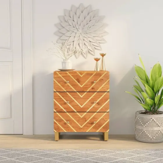 vidaXL Skænk 60x33,5x75 cm i Massivt Mangotræ Brun og Sort