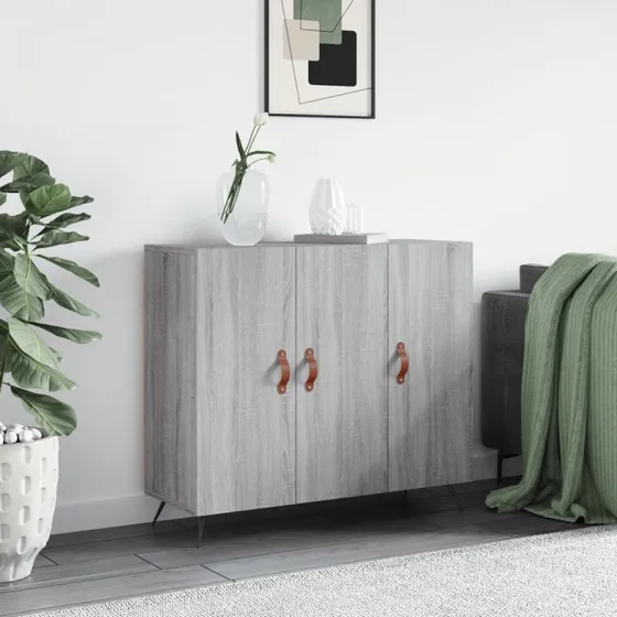 vidaXL Skab 90x34x80 cm Konstrueret Træ Grå Sonoma-EG
