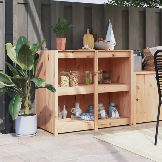 vidaXL Udendørs Køkkenskab 106x55x92 cm Massivt Fyrretræ