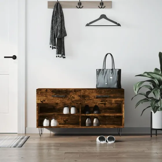 vidaXL Skobænk 102x35x55 cm røget egetræ