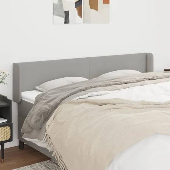 vidaXL Sengegavl med Kanter 203x16x78/88 cm Lysegrå
