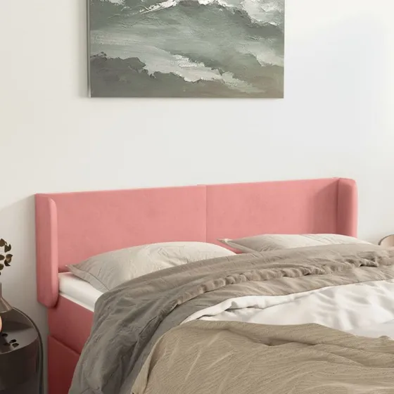 vidaXL Sengegavl med Kanter 147x16x78/88 cm Lyserød