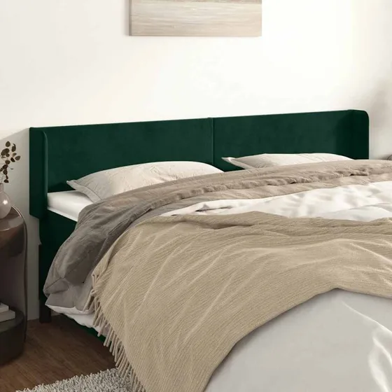 vidaXL Sengegavl med Kanter 163x16x78/88 cm, Mørkegrøn