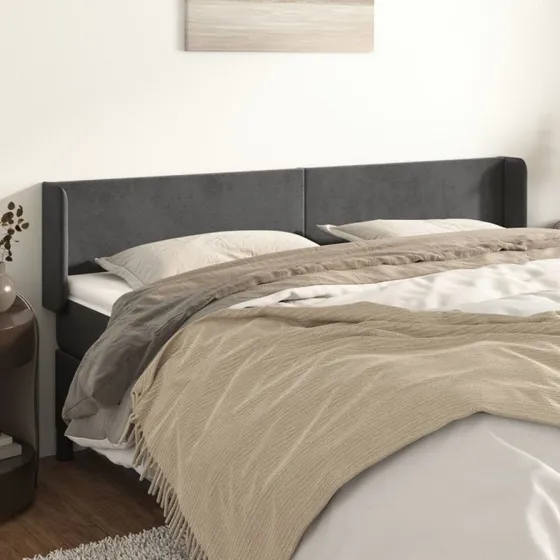 vidaXL Sengegavl med Kanter 183x16x78/88 cm, Mørkegrå