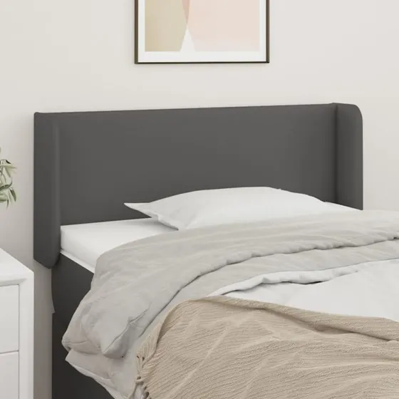 vidaXL Sengegavl med Kanter 83x16x78/88 cm Grå Kunstlæder