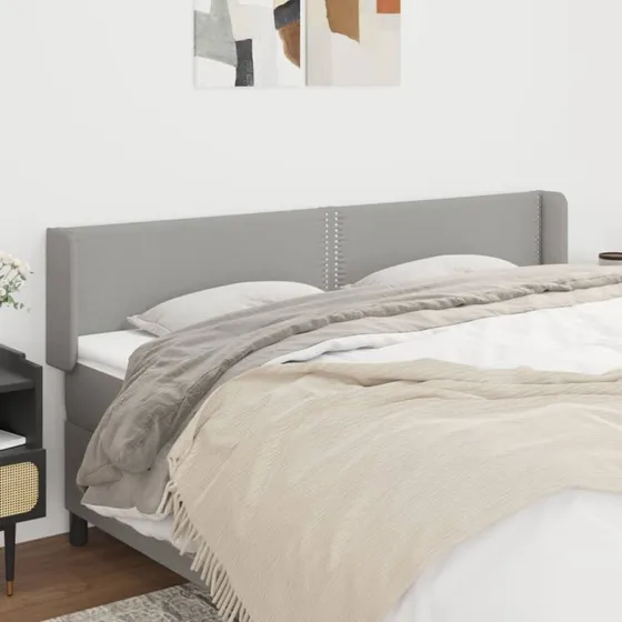 vidaXL Sengegavl med Kanter 203x16x78/88 cm Lysegrå