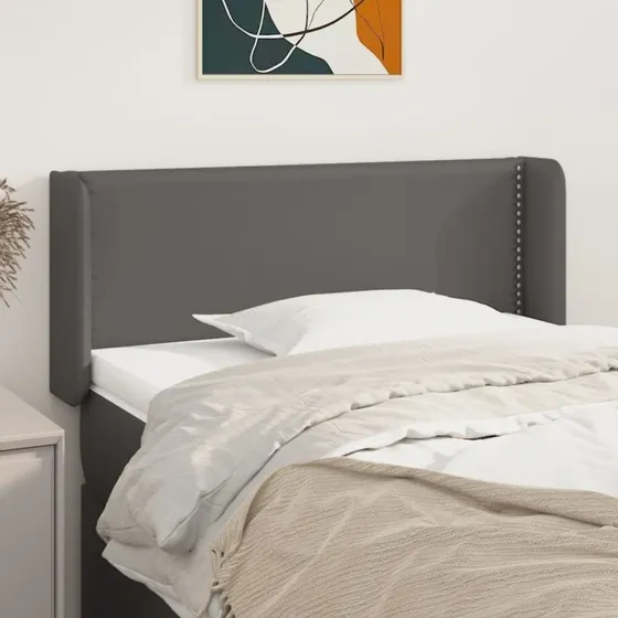 vidaXL Sengegavl med Kanter 83x16x78/88 cm Grå Kunstlæder