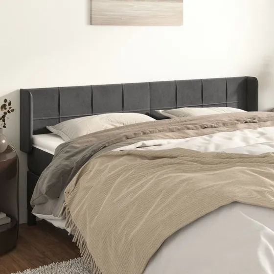 vidaXL Sengegavl med Kanter 203x16x78/88 cm, Mørkegrå