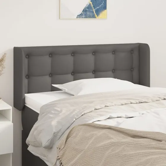 vidaXL Sengegavl med Kanter 83x16x78/88 cm Grå Kunstlæder