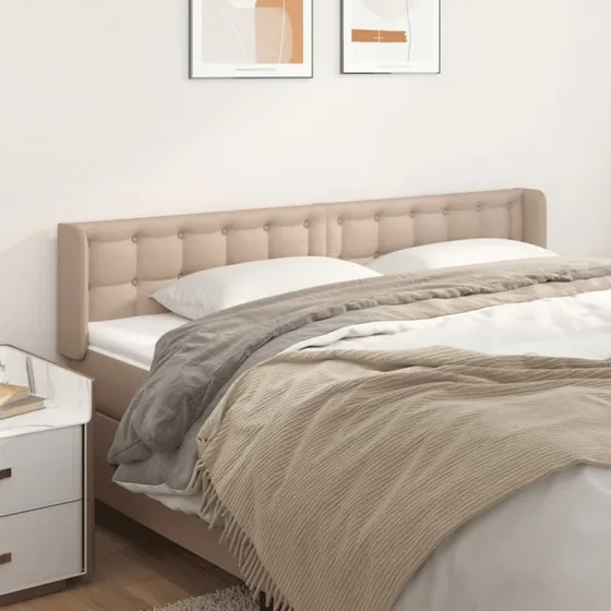 vidaXL Sengegavl med Kanter 203x16x78/88 cm Cappuccino