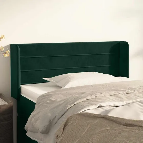 vidaXL Sengegavl med Kanter 83x16x78/88 cm Fløjl Mørkegrøn