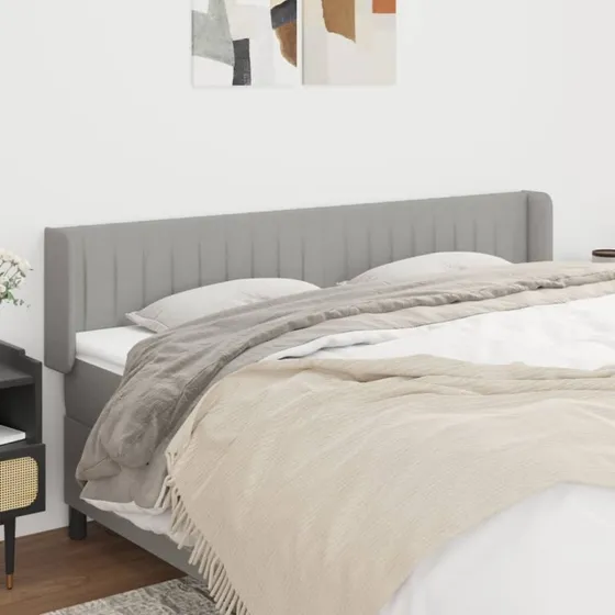 vidaXL Sengegavl med Kanter 203x16x78/88 cm Lysegrå