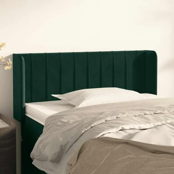 vidaXL Sengegavl med Kanter 83x16x78/88 cm Mørkegrøn Fløjl
