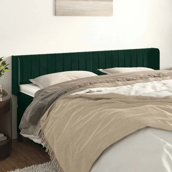 vidaXL Sengegavl med Kanter 183x16x78/88 cm Mørkegrøn