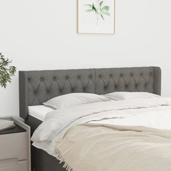 vidaXL Sengegavl med Kanter 163x16x78/88 cm, Mørkegrå