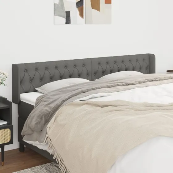 vidaXL Sengegavl med Kanter 203x16x78/88 cm, Mørkegrå