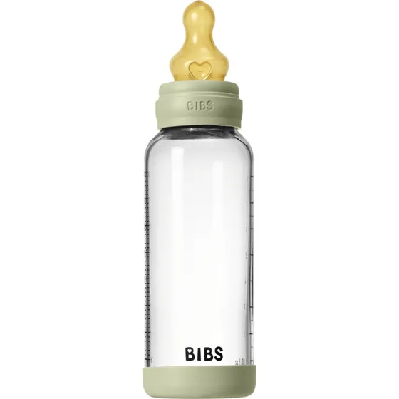 BIBS Glas Sutteflaske 240 ml Latex - Baby Blue